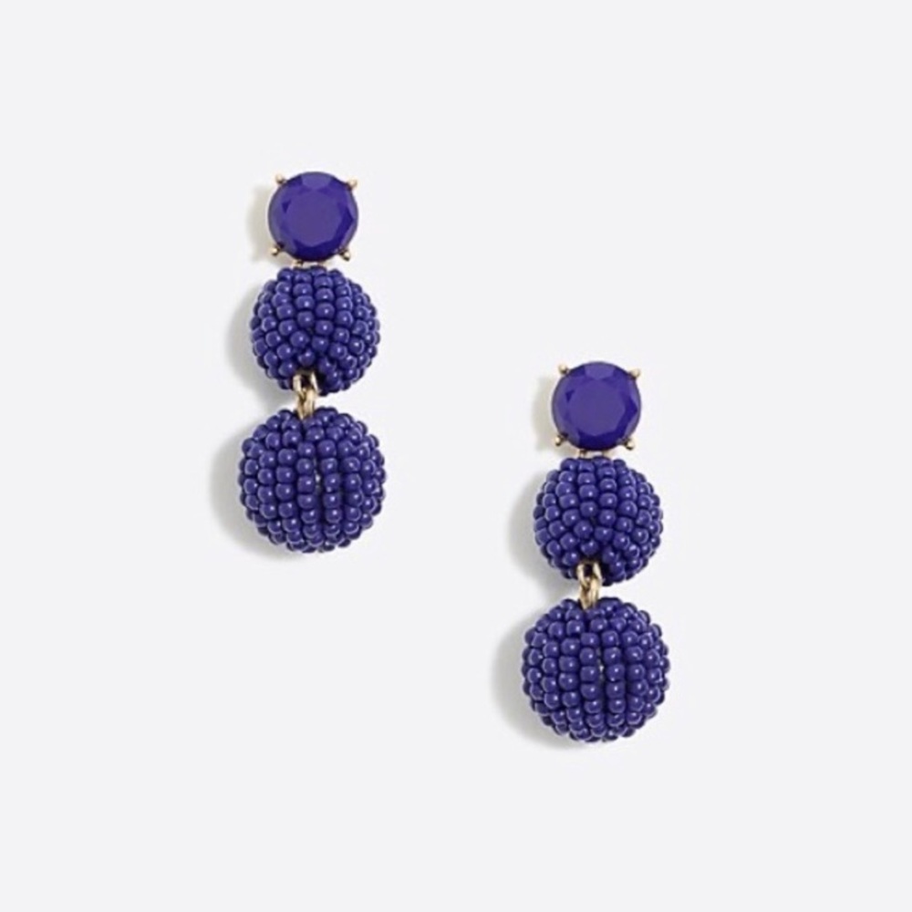 J. Crew Blue Beaded Orb Drop Earrings